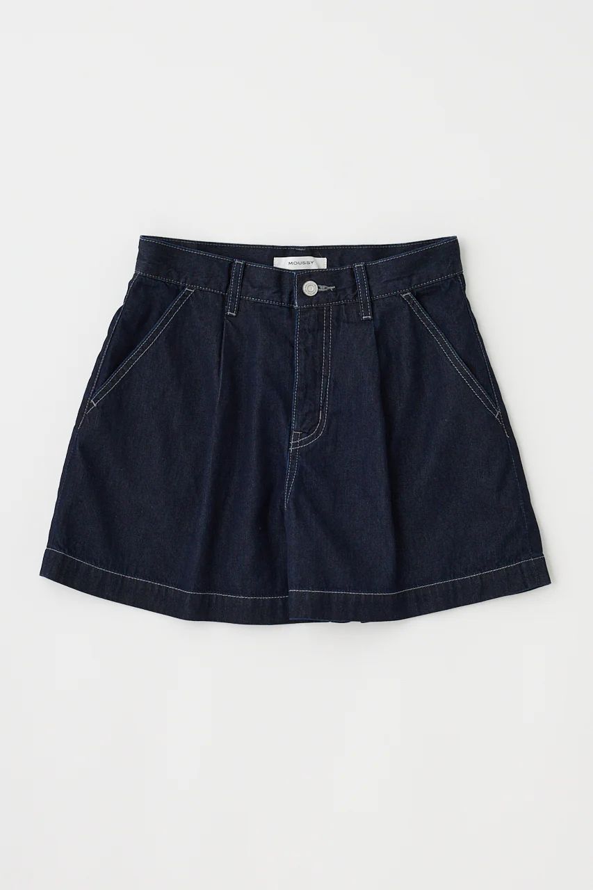 DENIM TUCK SHORTS