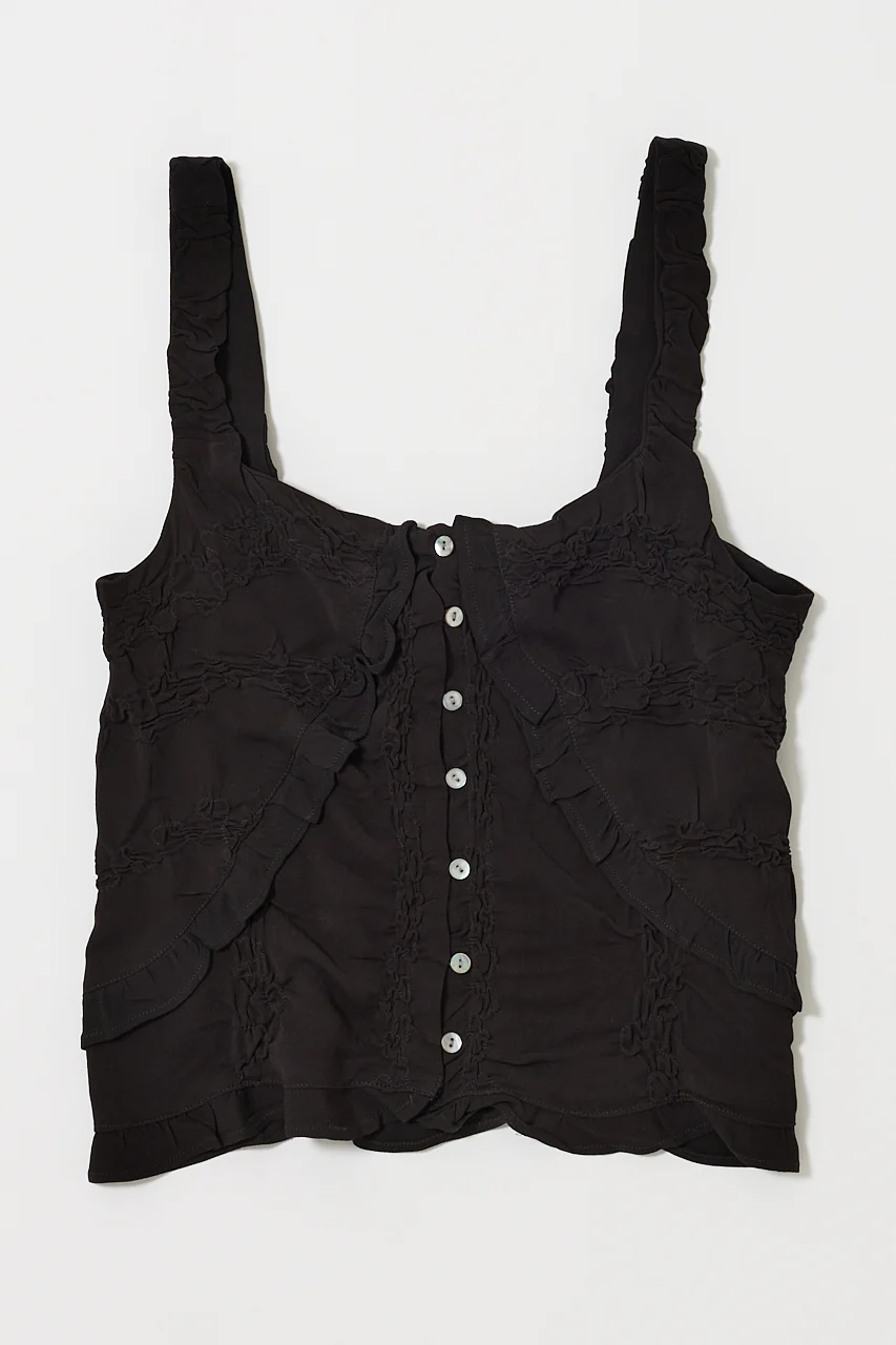 BUTTON UP SMOCKING CAMI