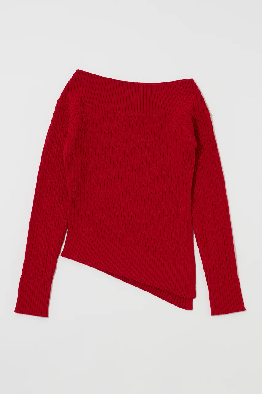 ASYMMETRY SHOULDER CABLE KNIT
