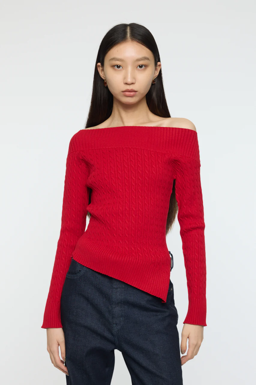 ASYMMETRY SHOULDER CABLE KNIT - Image 2