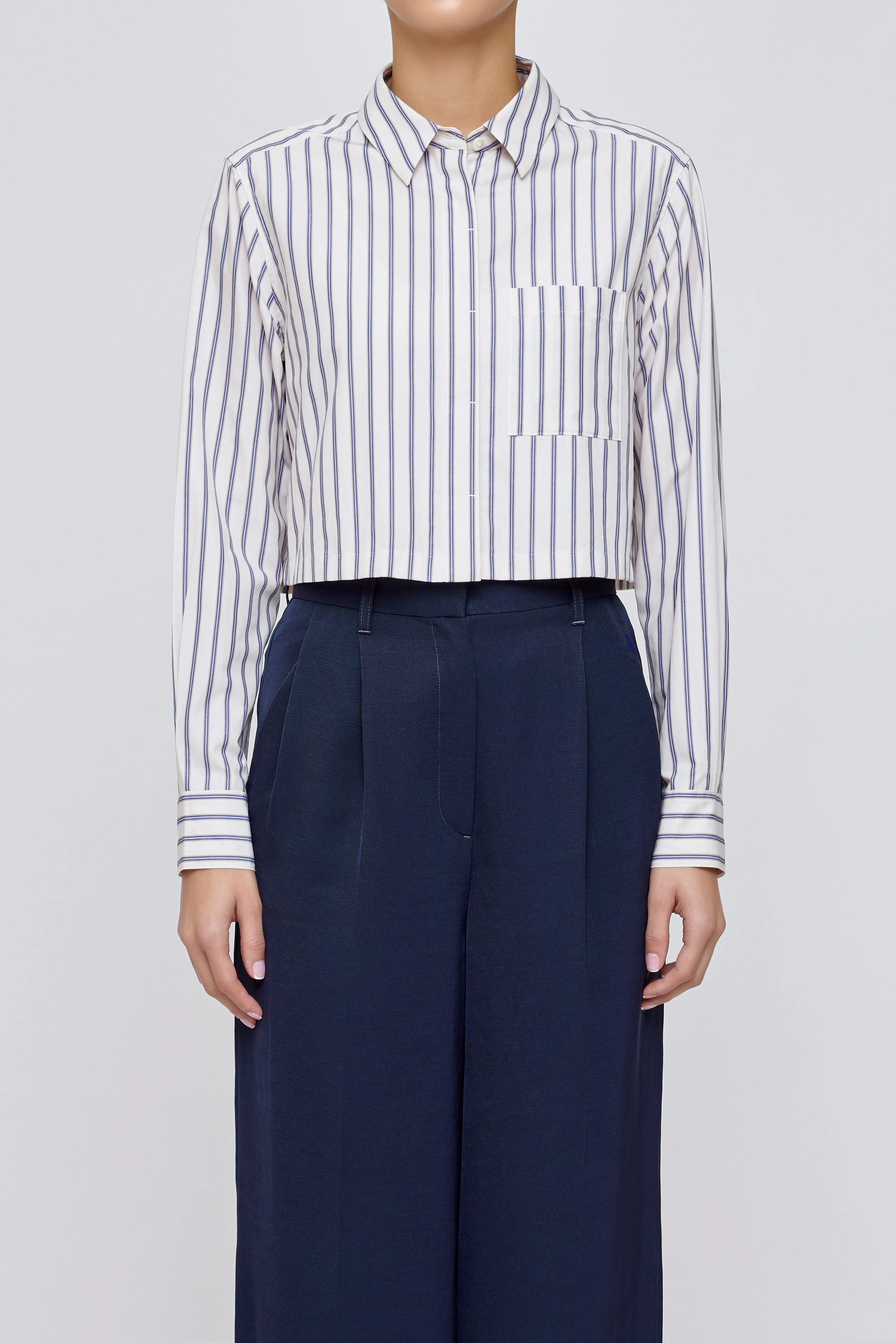 MV BASIC STRIPED CROPPED SHIRT
