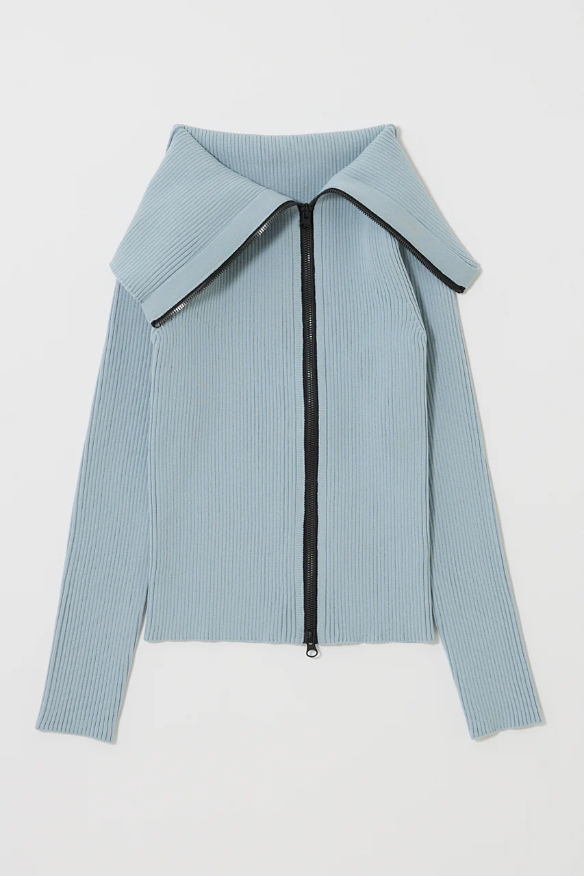 BIG COLLAR ZIP UP KNIT