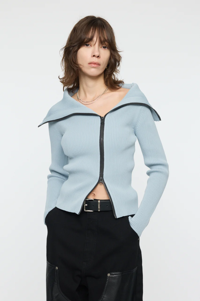 BIG COLLAR ZIP UP KNIT - Image 2