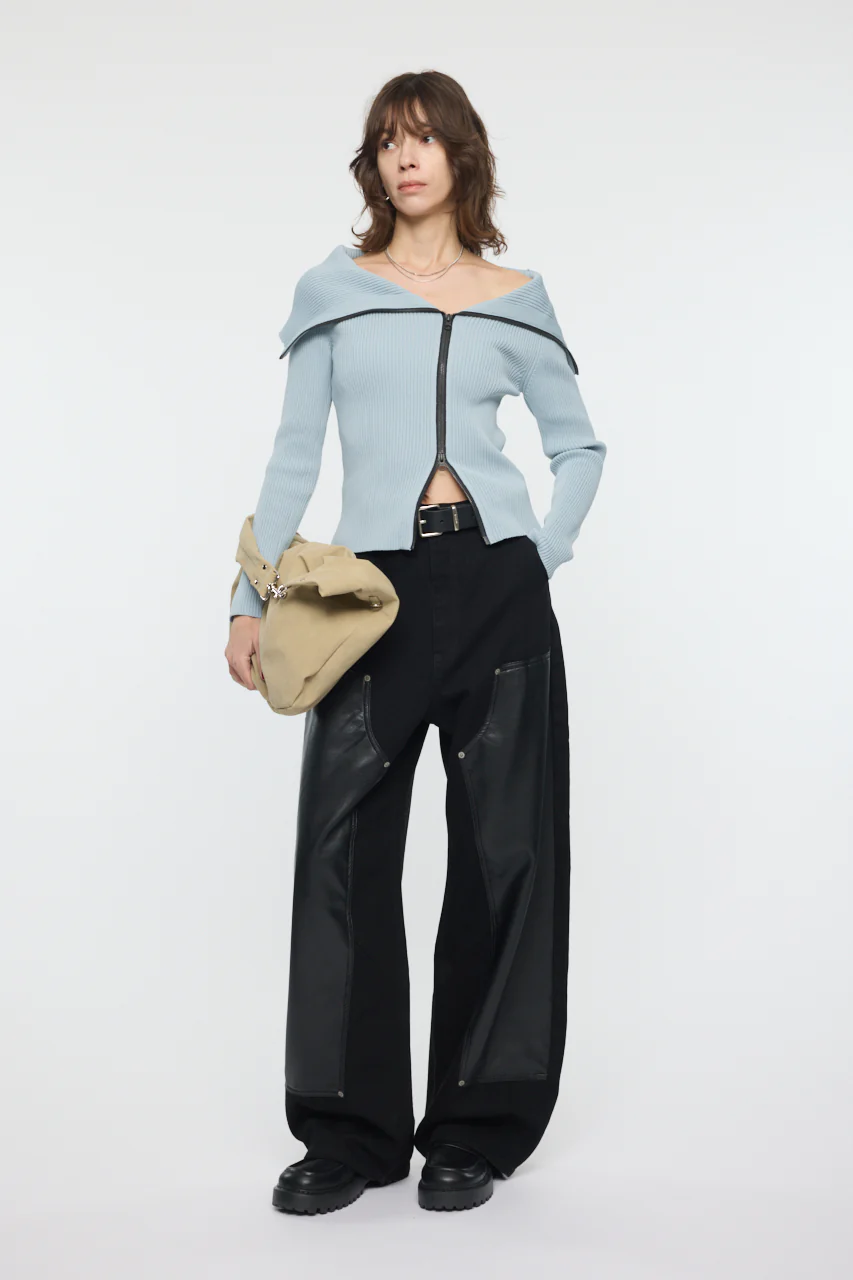 BIG COLLAR ZIP UP KNIT - Image 3