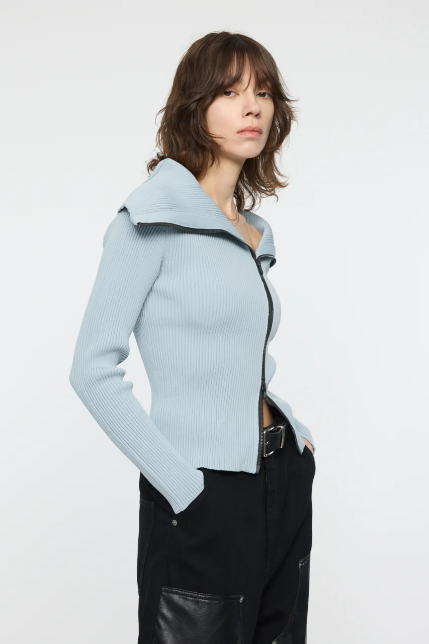 BIG COLLAR ZIP UP KNIT - Image 5