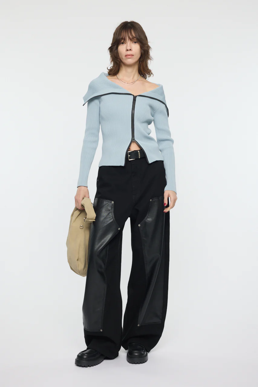 BIG COLLAR ZIP UP KNIT - Image 6