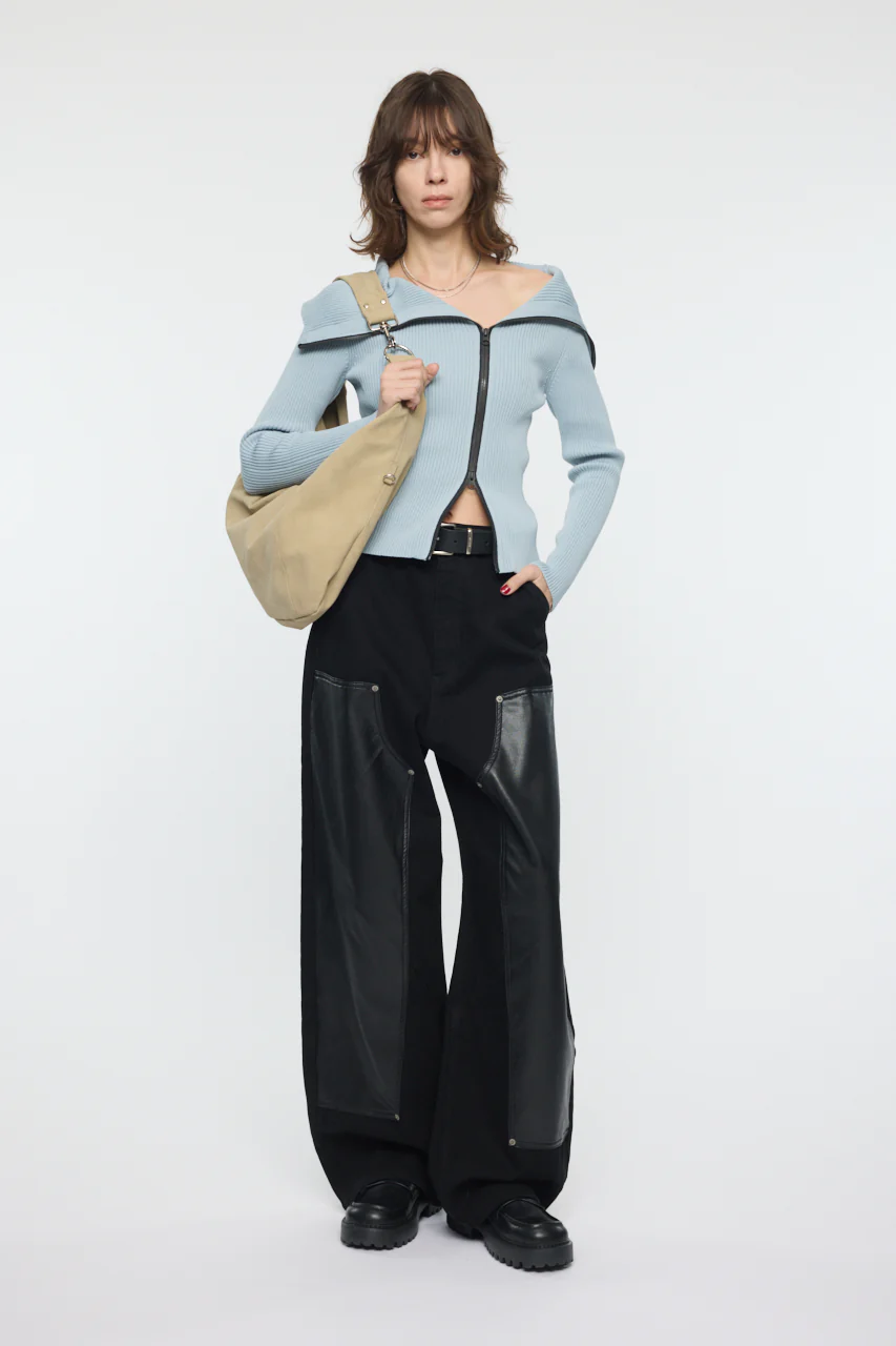 BIG COLLAR ZIP UP KNIT - Image 7