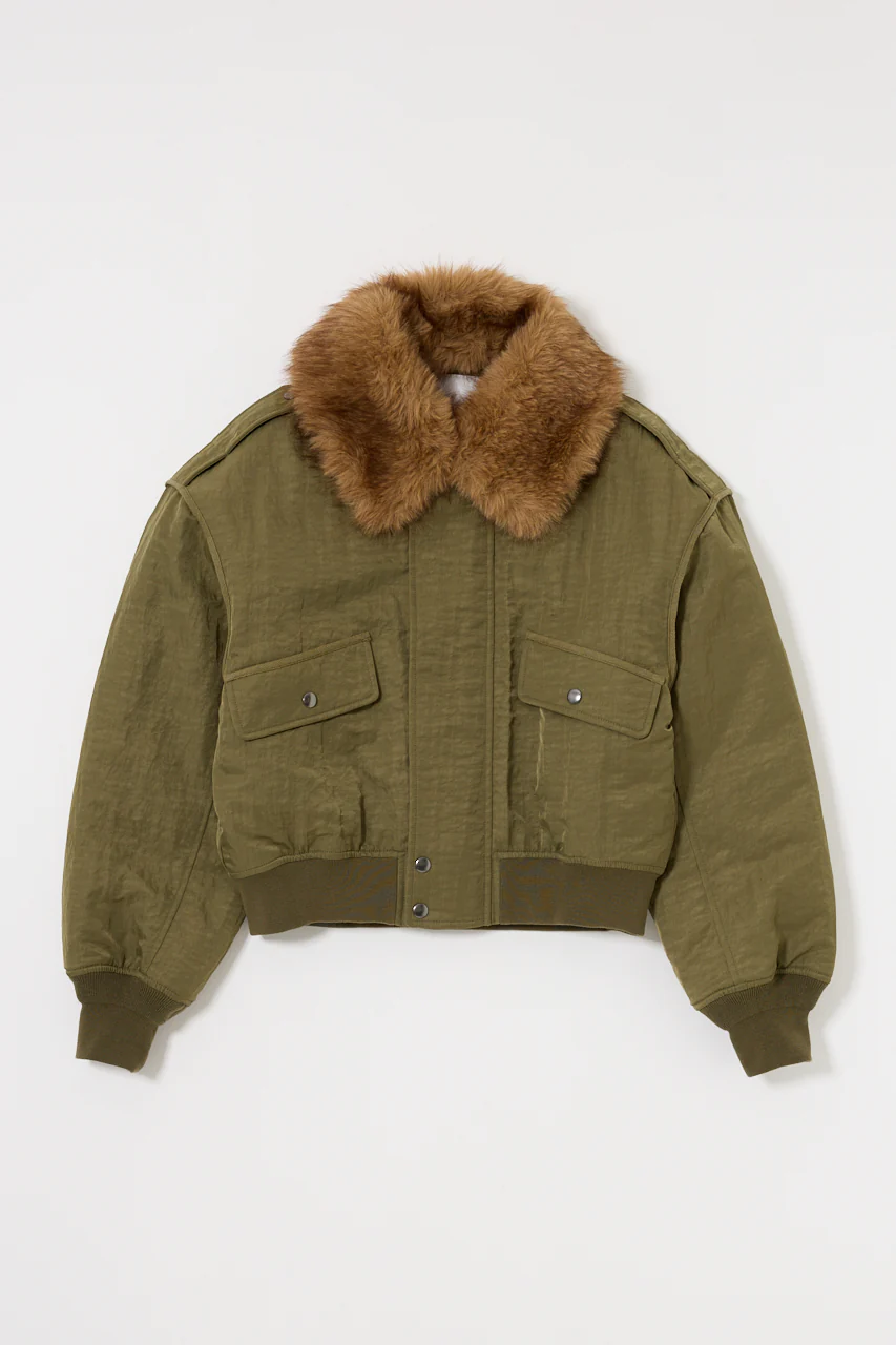 F/FUR COLLAR CROP BLOUSON