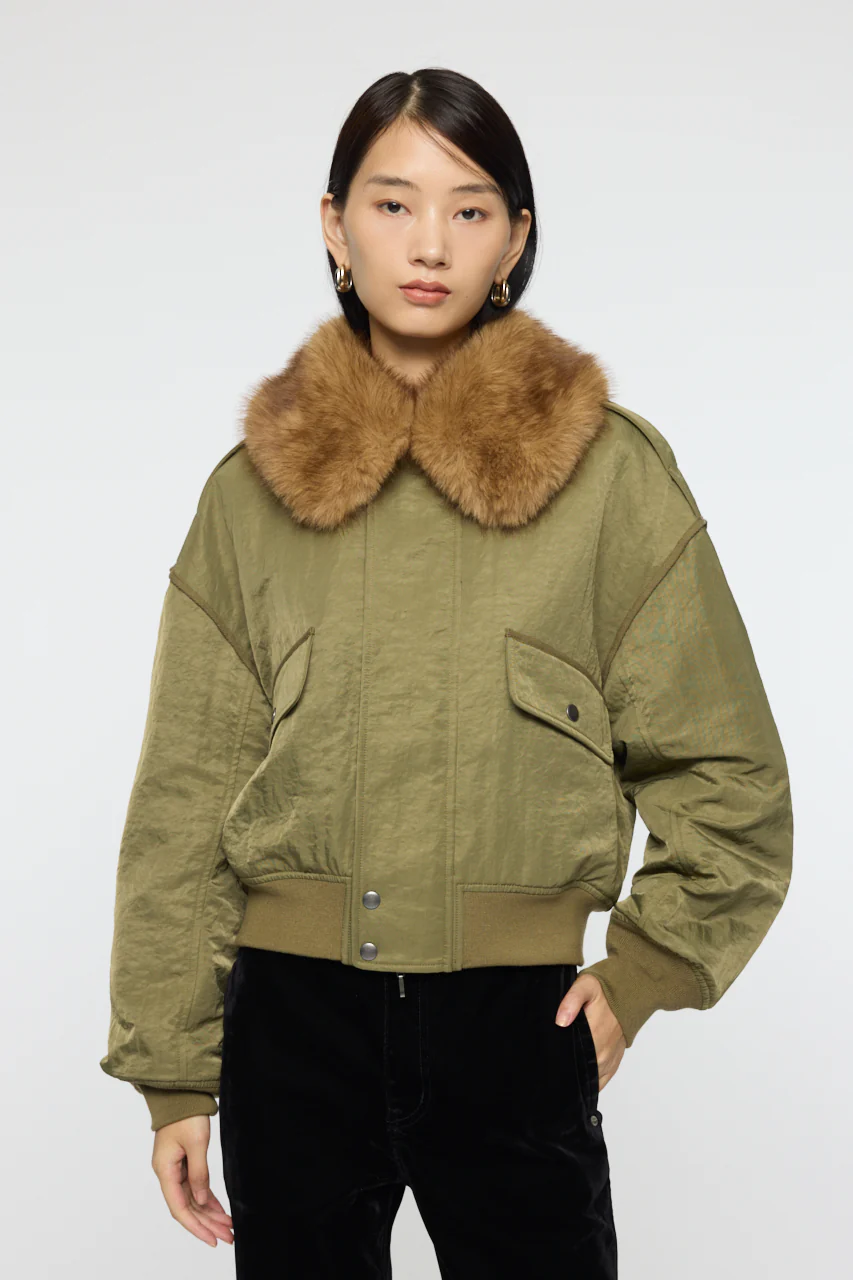 F/FUR COLLAR CROP BLOUSON - Image 14
