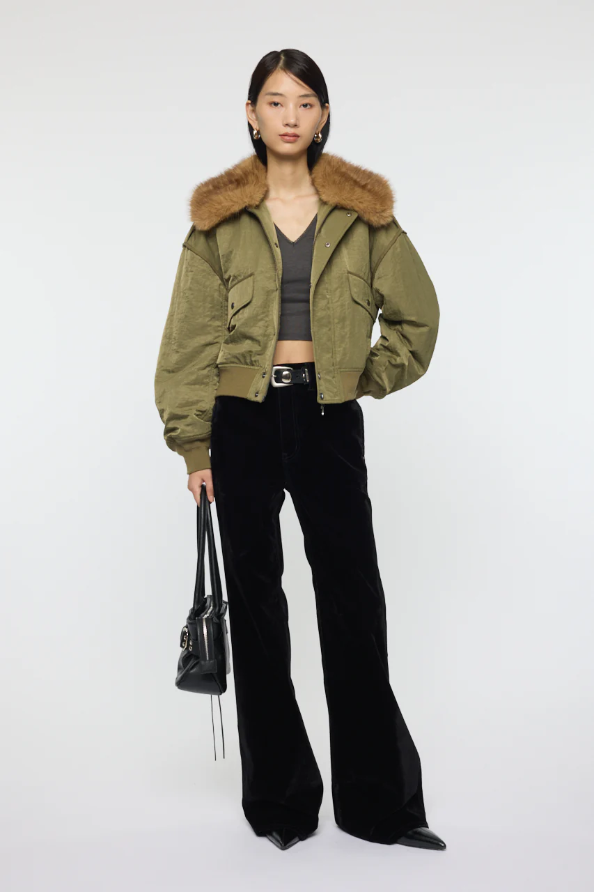 F/FUR COLLAR CROP BLOUSON - Image 16