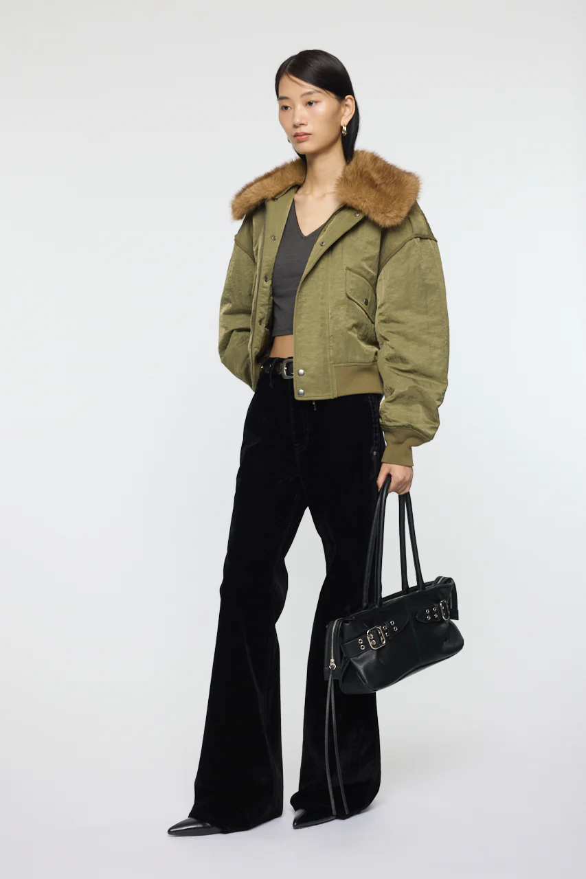 F/FUR COLLAR CROP BLOUSON - Image 17