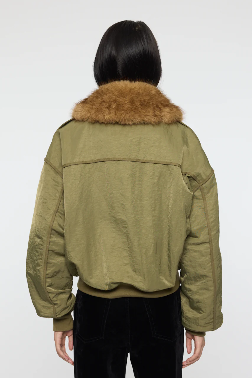 F/FUR COLLAR CROP BLOUSON - Image 3