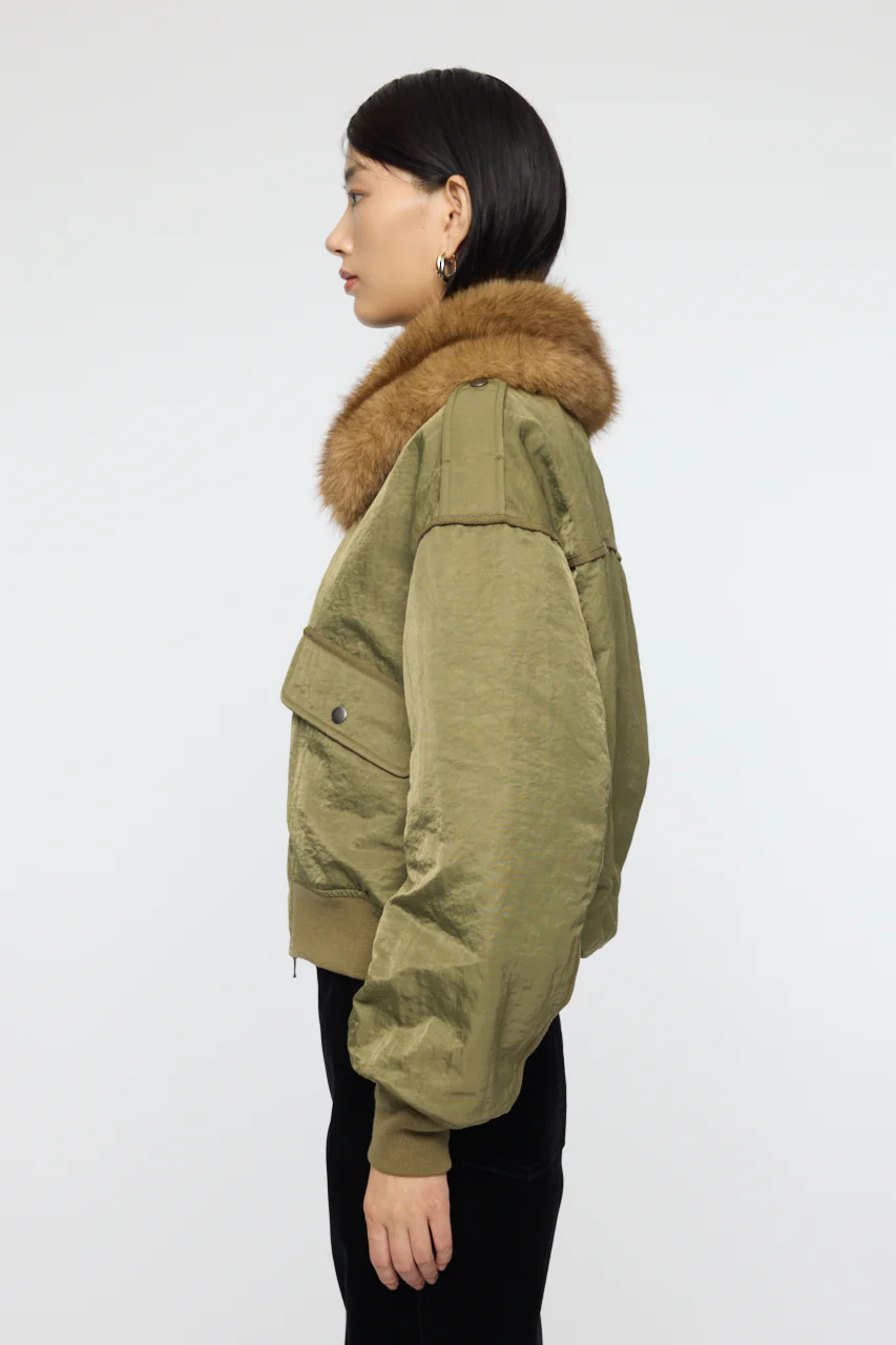F/FUR COLLAR CROP BLOUSON - Image 5
