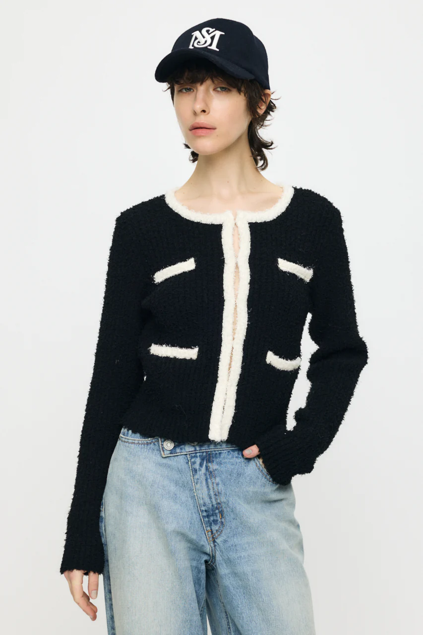 FANCY YARN BI COLOR CARDIGAN - Image 4