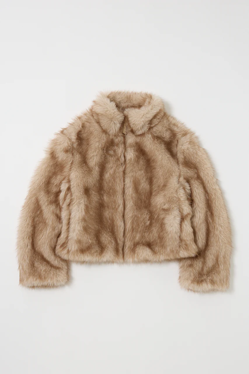 FAUX FUR STAND COLLAR JACKET - Image 2