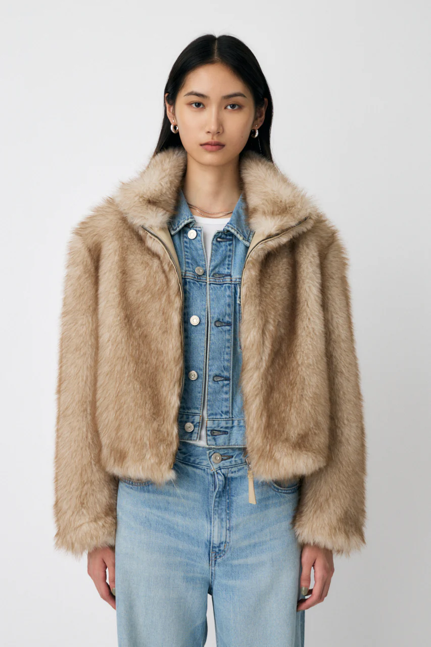 FAUX FUR STAND COLLAR JACKET - Image 3