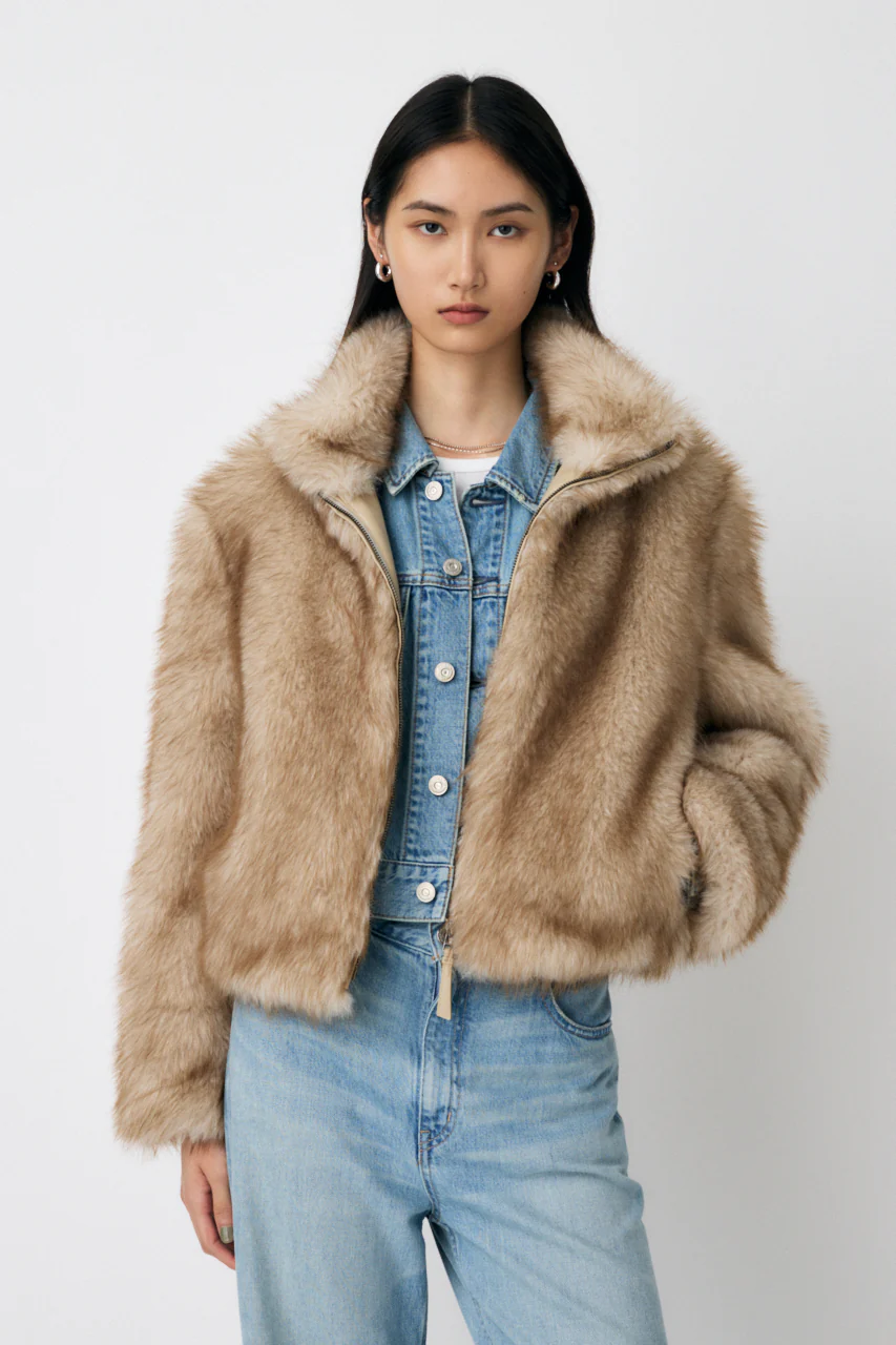 FAUX FUR STAND COLLAR JACKET - Image 8