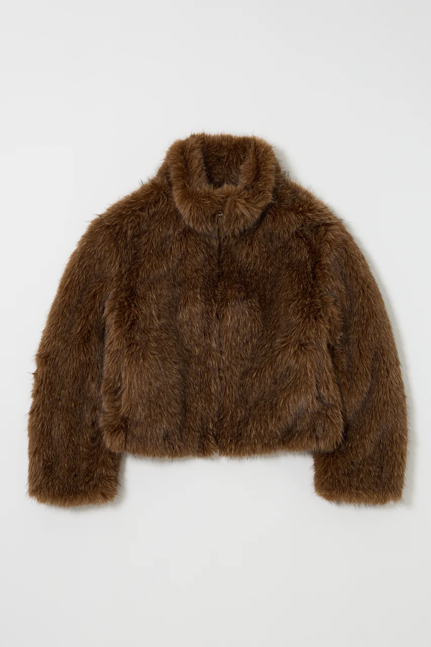 FAUX FUR STAND COLLAR JACKET