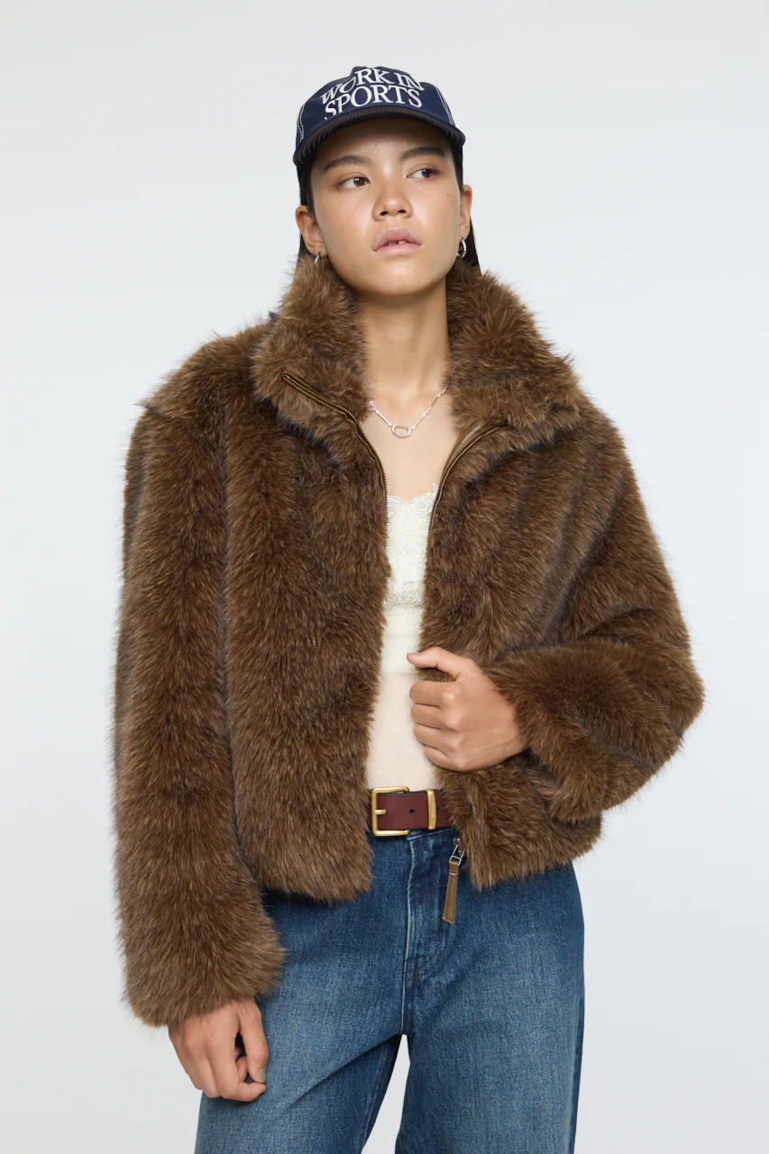 FAUX FUR STAND COLLAR JACKET - Image 12