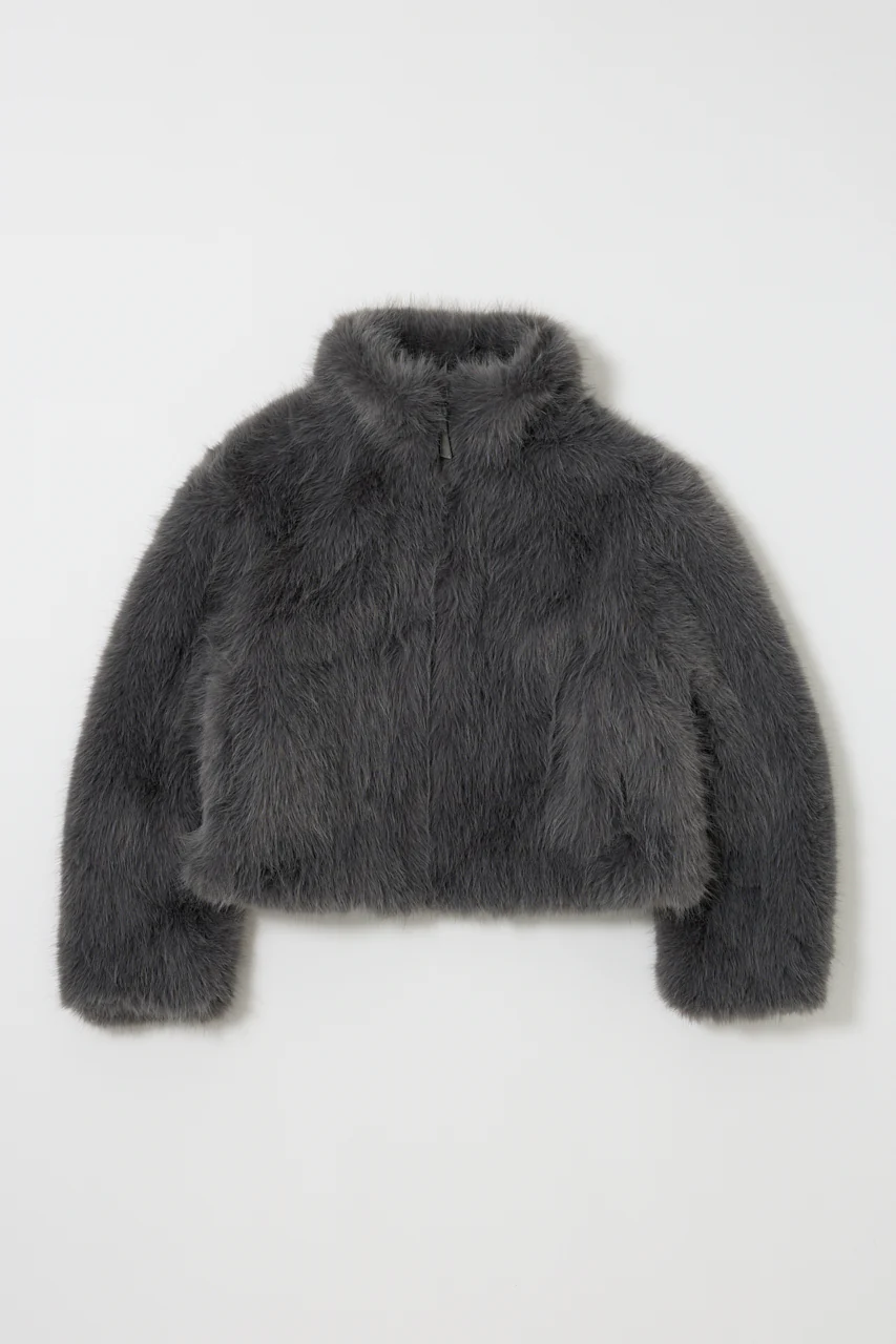 FAUX FUR STAND COLLAR JACKET