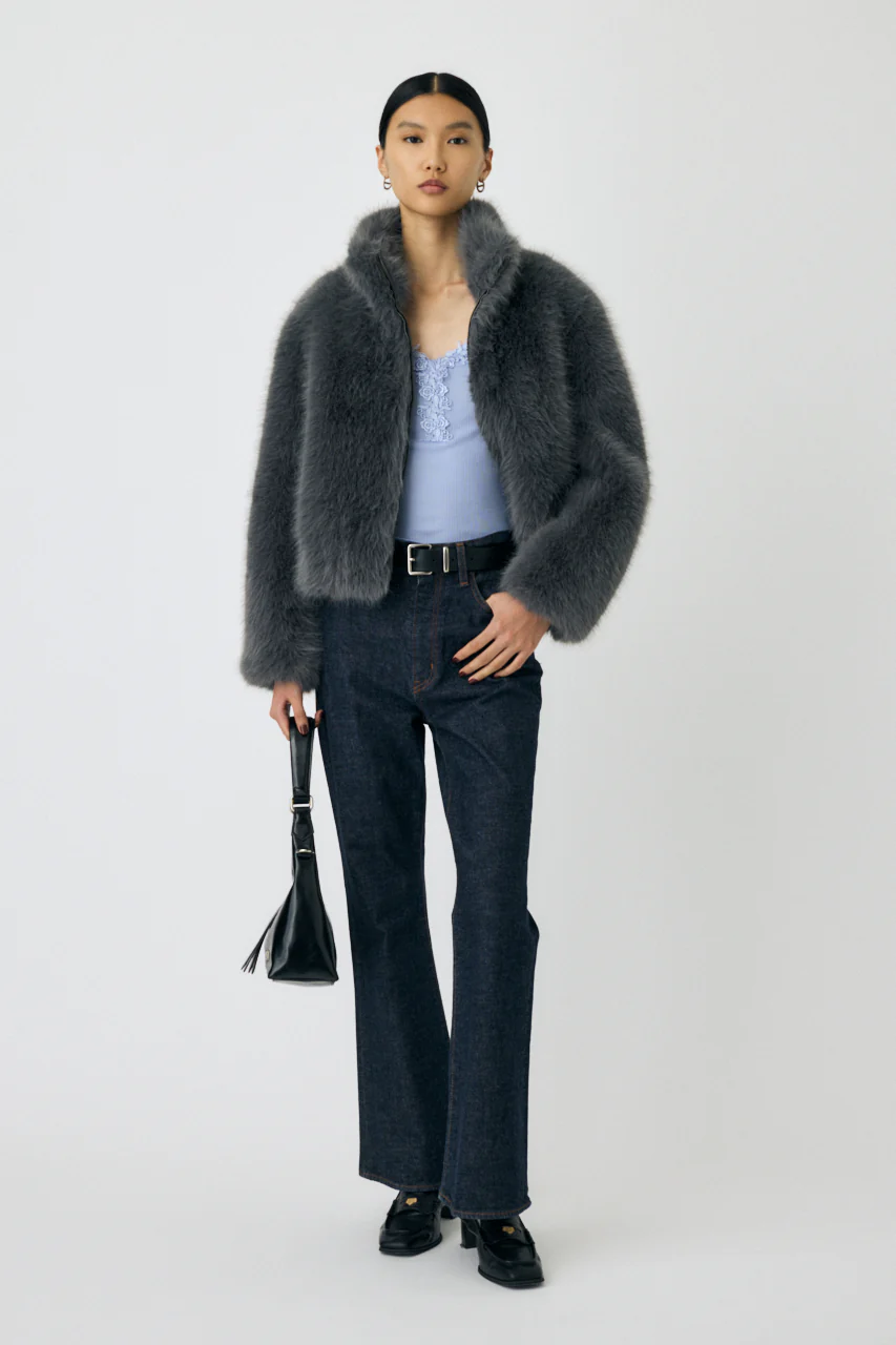 FAUX FUR STAND COLLAR JACKET - Image 14