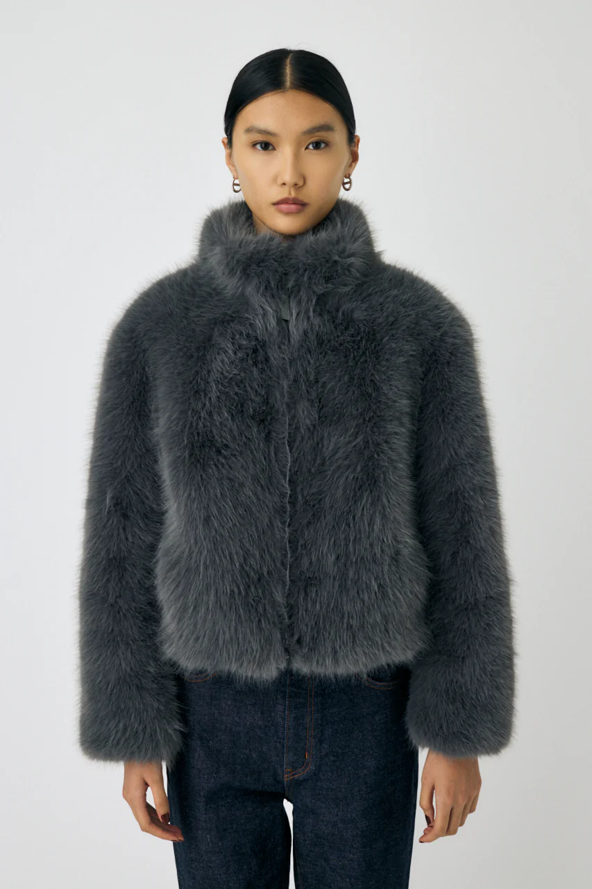 FAUX FUR STAND COLLAR JACKET - Image 15
