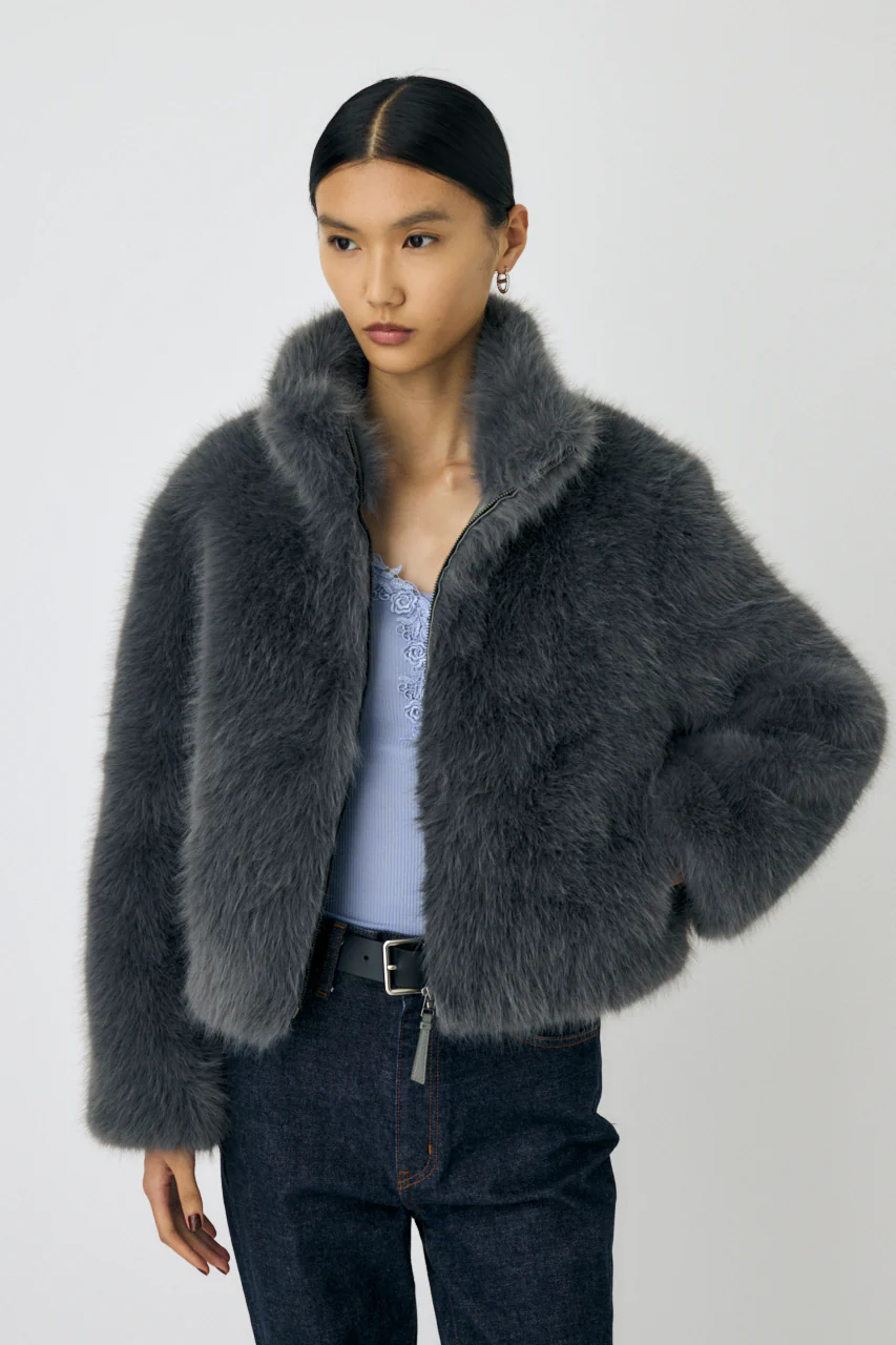 FAUX FUR STAND COLLAR JACKET - Image 20