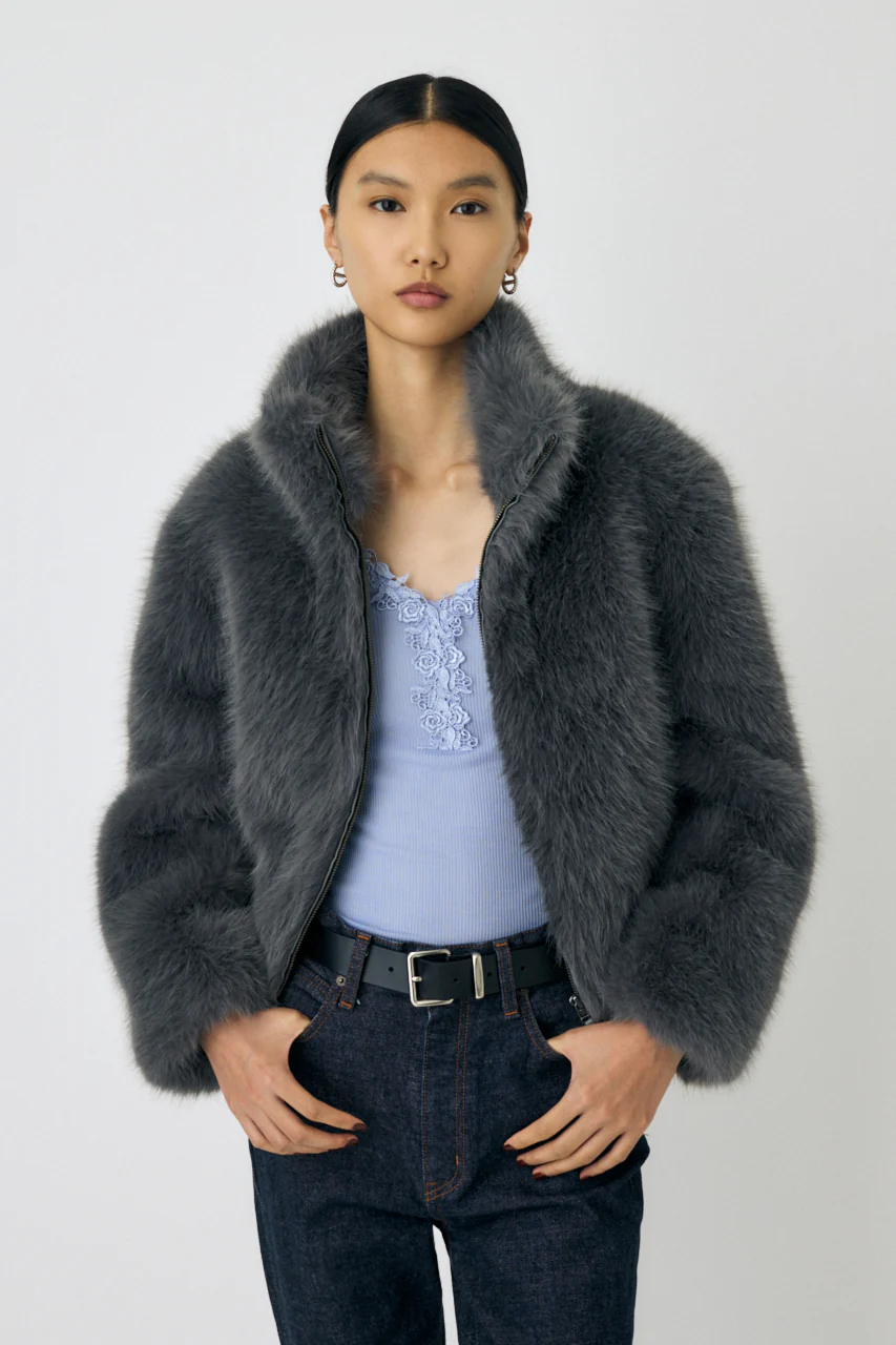 FAUX FUR STAND COLLAR JACKET - Image 21