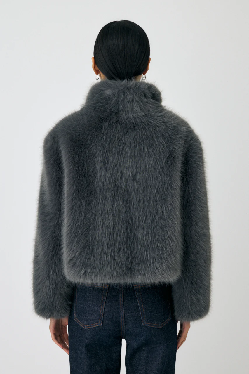 FAUX FUR STAND COLLAR JACKET - Image 4