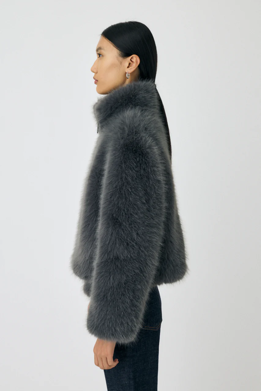 FAUX FUR STAND COLLAR JACKET - Image 5