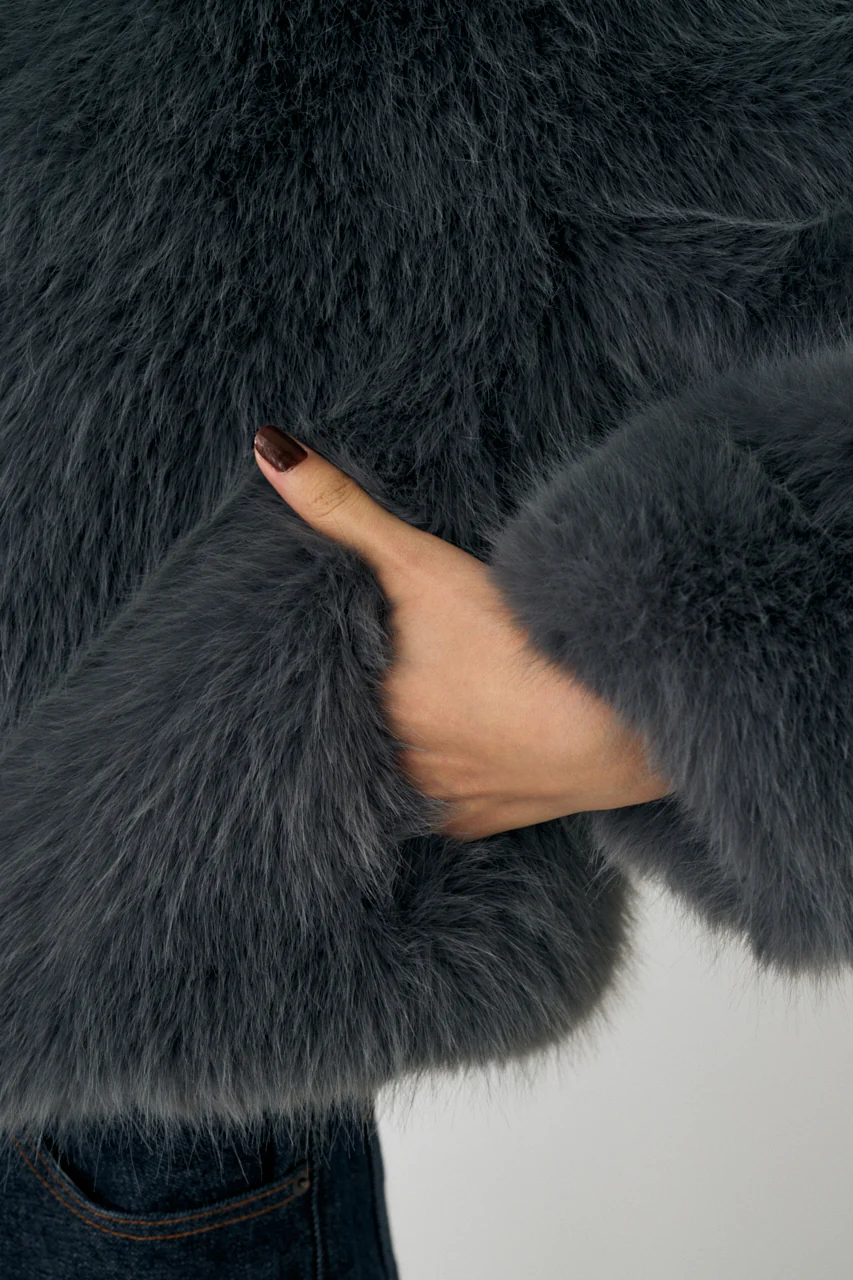FAUX FUR STAND COLLAR JACKET - Image 8