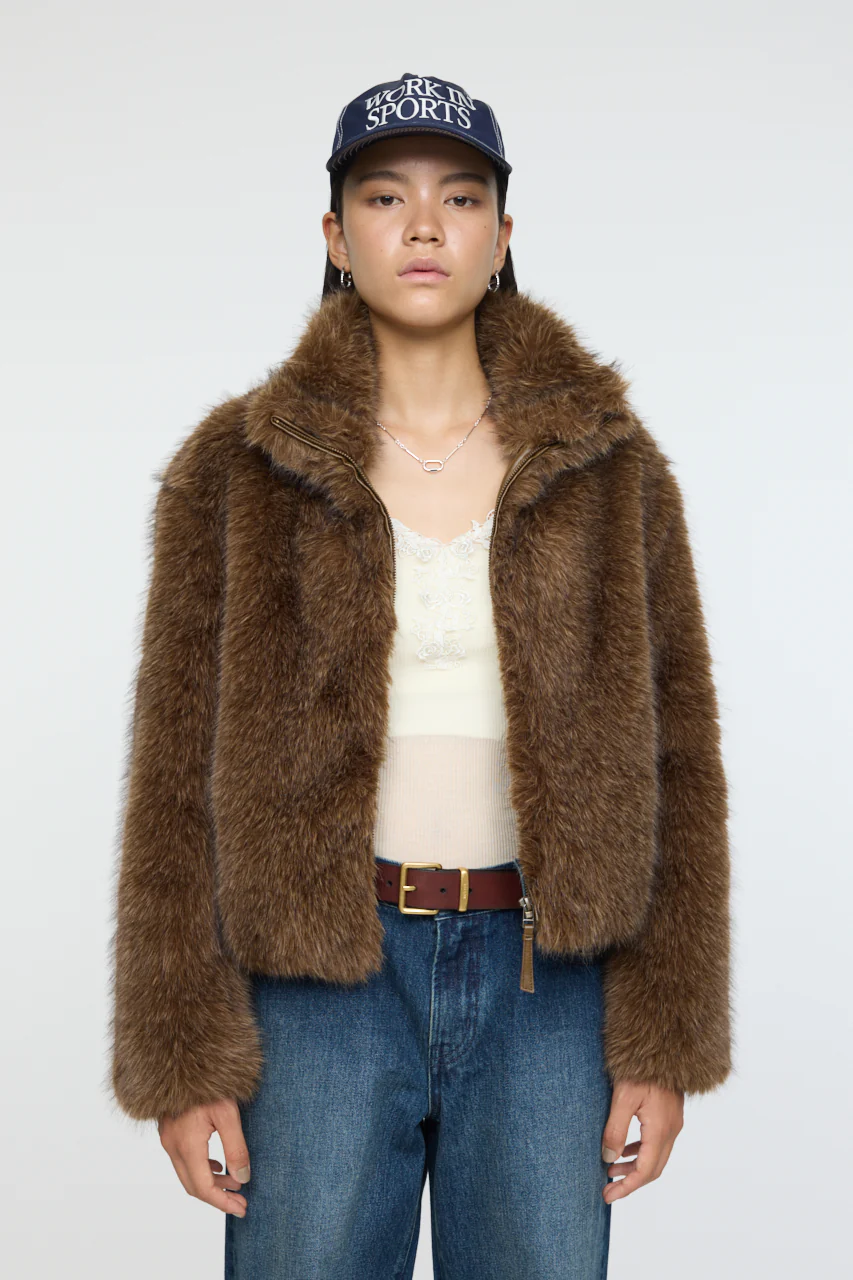 FAUX FUR STAND COLLAR JACKET - Image 3