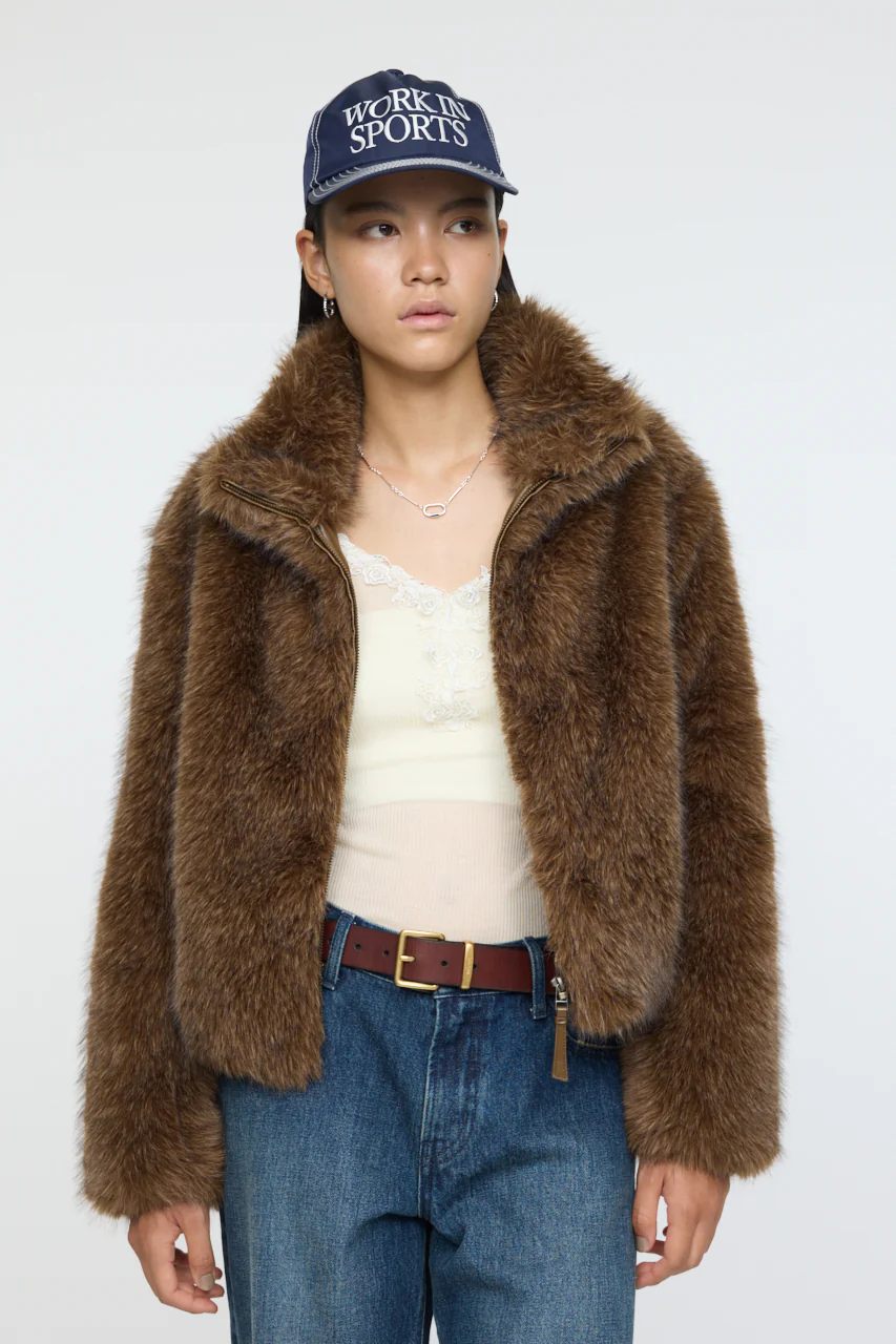 FAUX FUR STAND COLLAR JACKET - Image 5