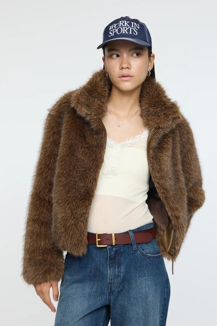 FAUX FUR STAND COLLAR JACKET - Image 7