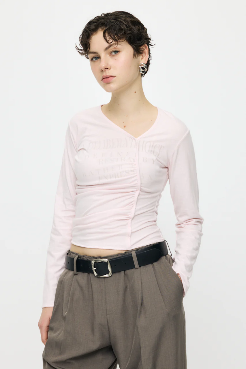 FRONT GATHER DOCKING LONG SLEEVE TOP - Image 4