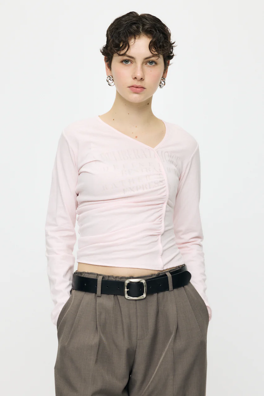 FRONT GATHER DOCKING LONG SLEEVE TOP - Image 5