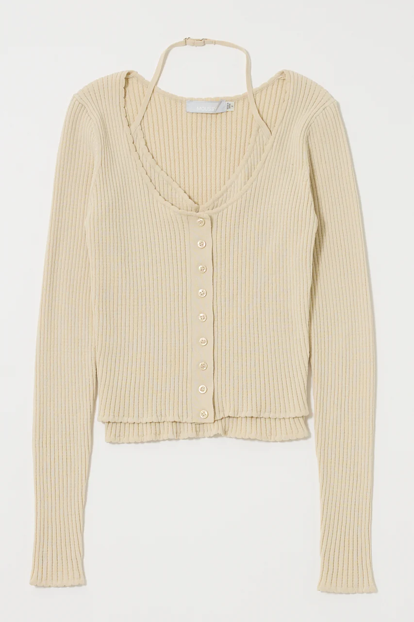 HALTER NECK DOUBLE KNIT TOP