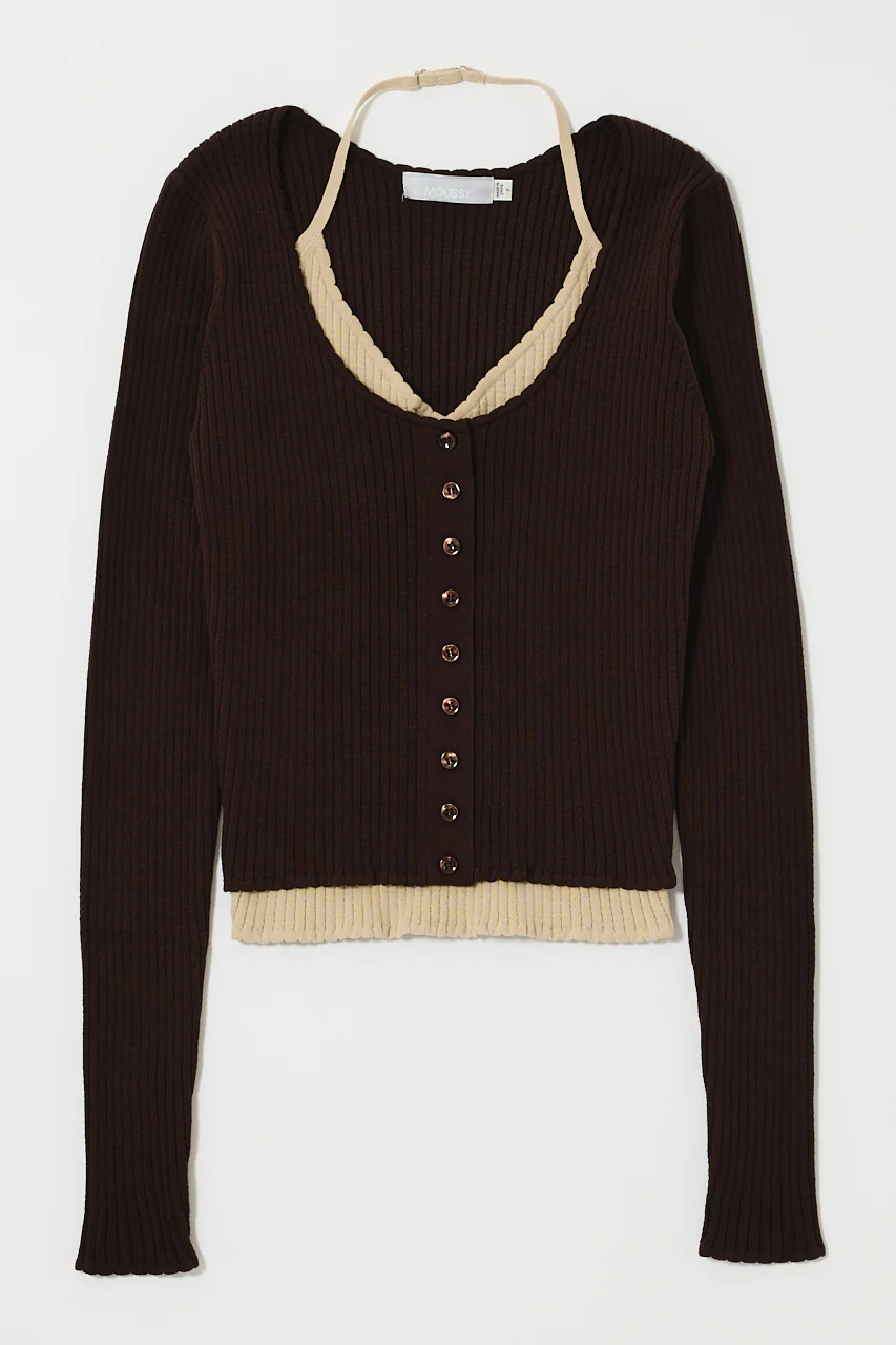 HALTER NECK DOUBLE KNIT TOP