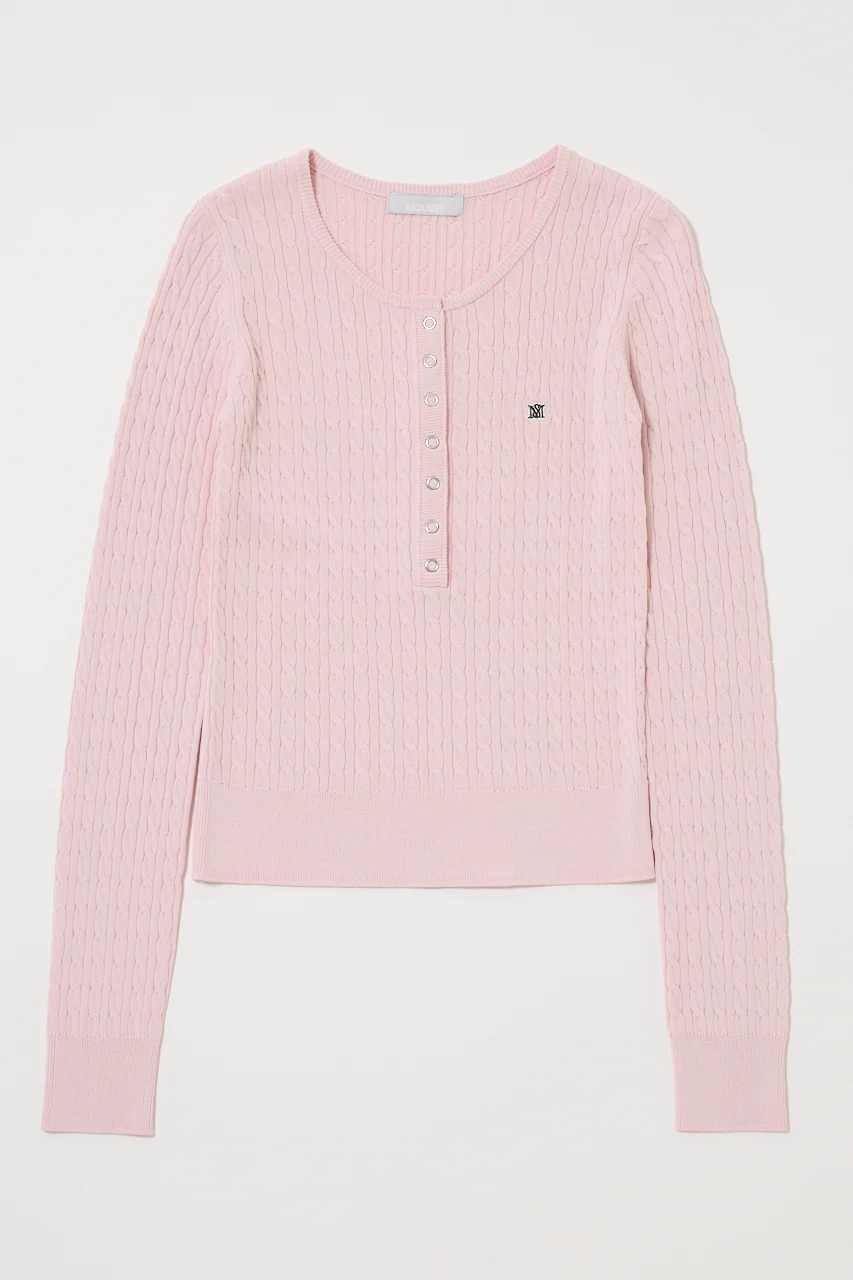 HENRY NECK CABLE KNIT TOP