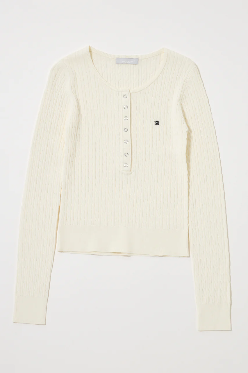 HENRY NECK CABLE KNIT TOP