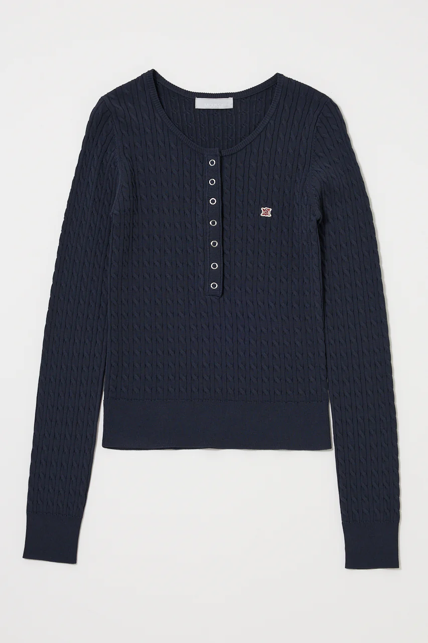 HENRY NECK CABLE KNIT TOP