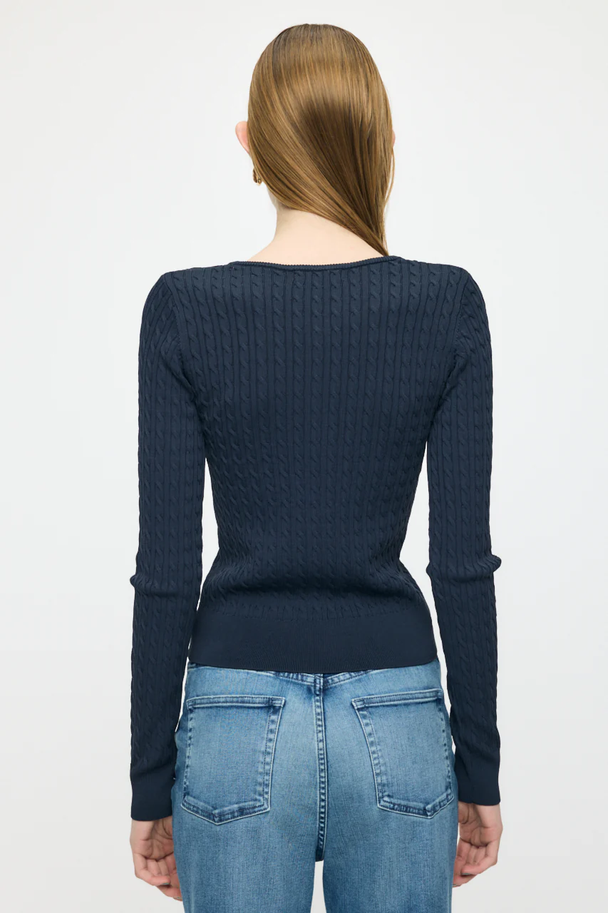 HENRY NECK CABLE KNIT TOP - Image 3