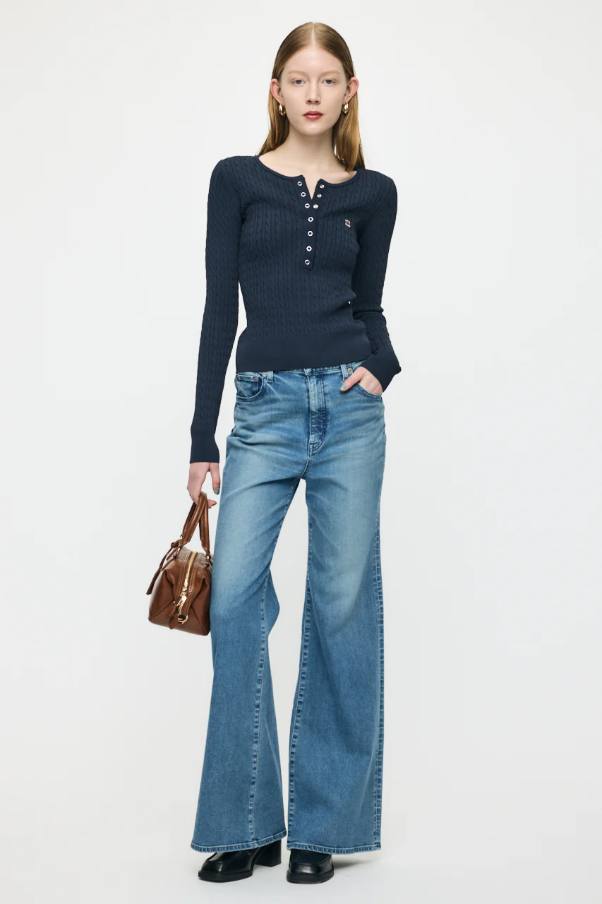HENRY NECK CABLE KNIT TOP - Image 5