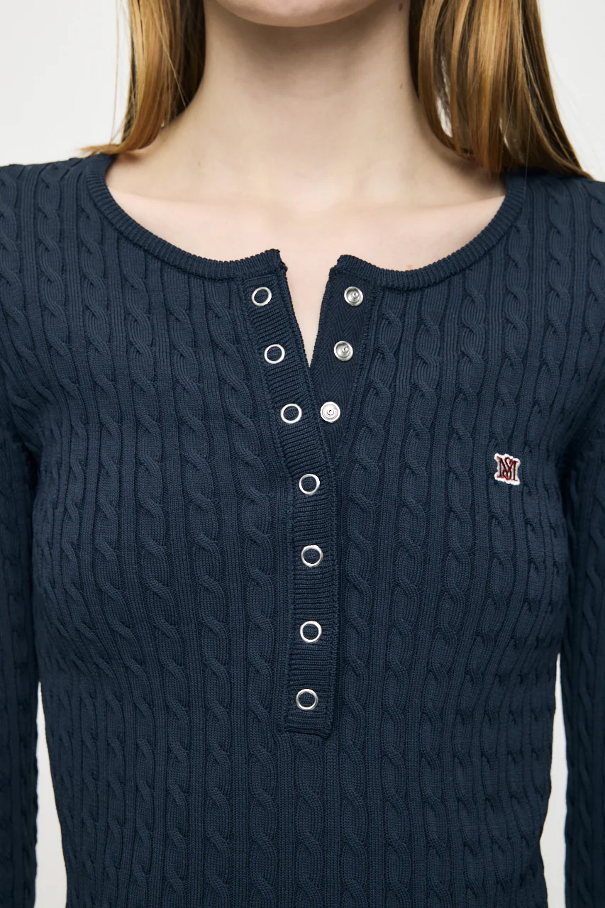 HENRY NECK CABLE KNIT TOP - Image 6