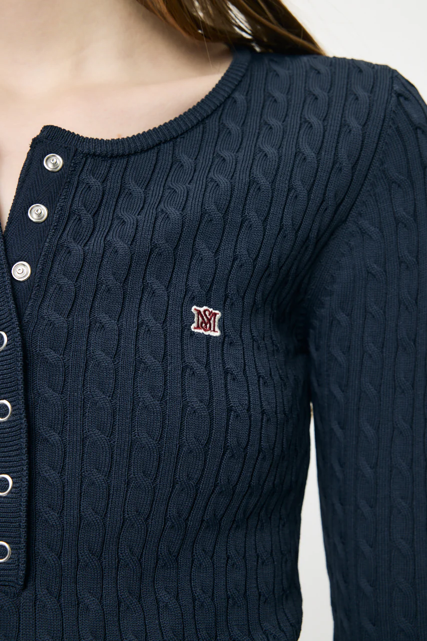 HENRY NECK CABLE KNIT TOP - Image 7