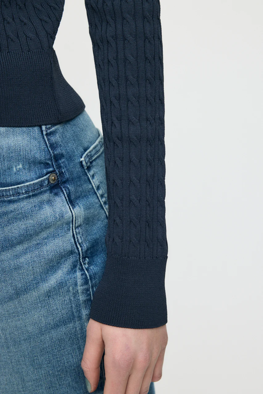 HENRY NECK CABLE KNIT TOP - Image 8