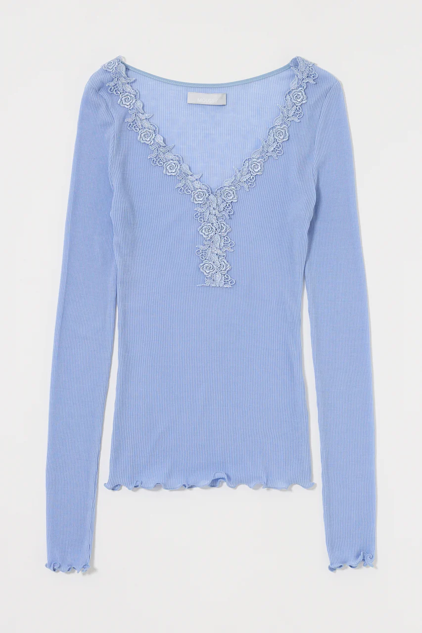 LACE TRIM LONG SLEEVE TEE