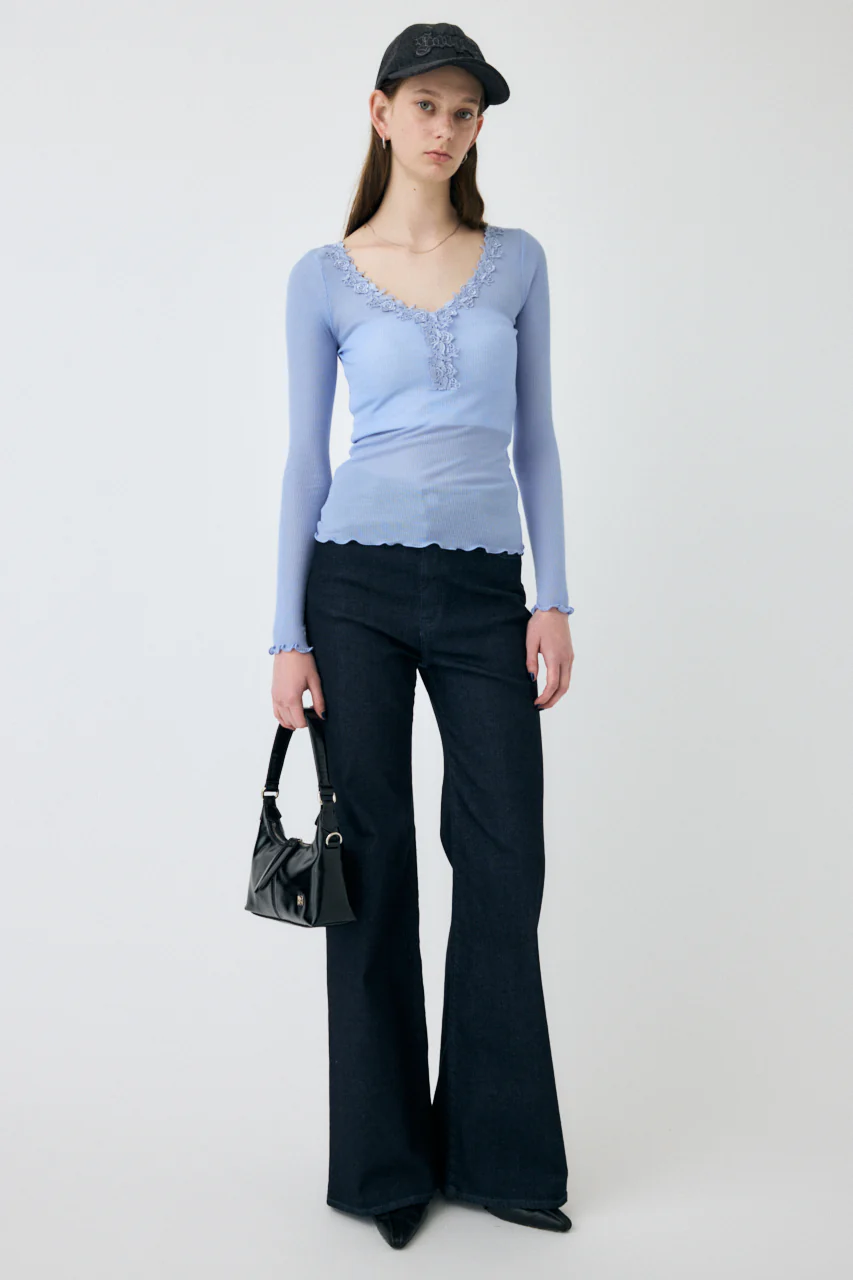LACE TRIM LONG SLEEVE TEE - Image 4