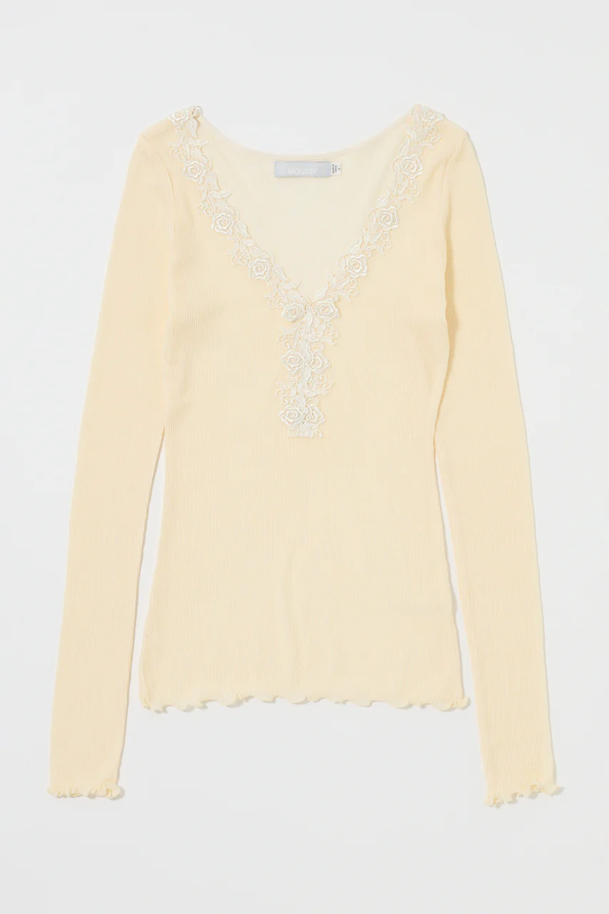 LACE TRIM LONG SLEEVE TEE