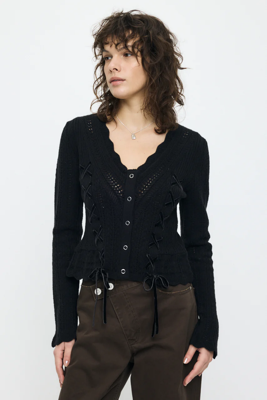LACE UP RIBBON CARDIGAN - Image 5